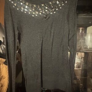 a new day Gray Embellished Crew Neck Sweater